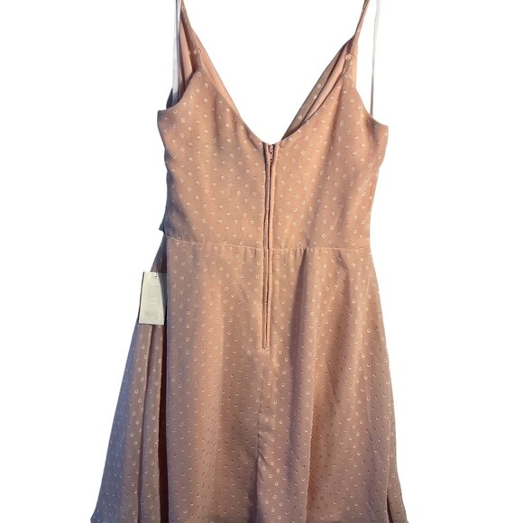 Pink Polka Dot Sleeveless Wrap Dress With Bow Detail & Zipper Closure - Picture 5 of 14